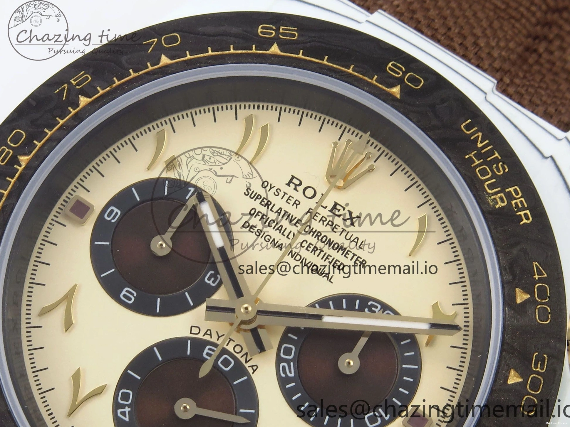 0120 Refined Daytona DIW “DESERT EAGLE”  White Carbon DIWF 1:1 Best Edition Cream Brown Dial on Brown Nylon Strap SH 1074
